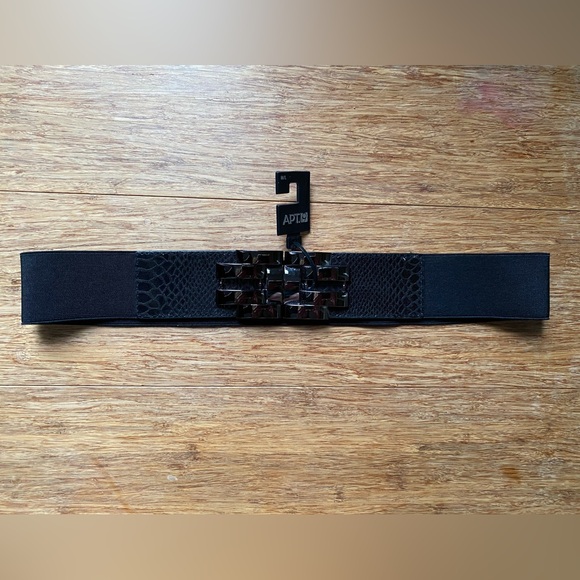 APT 9 Black Elastic Wide Belt M/L NWT - Picture 1 of 4